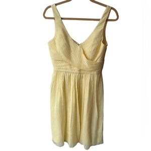 NWT J. Crew silk chiffon butter yellow sleeveless v-neck mini dress size 6 tall